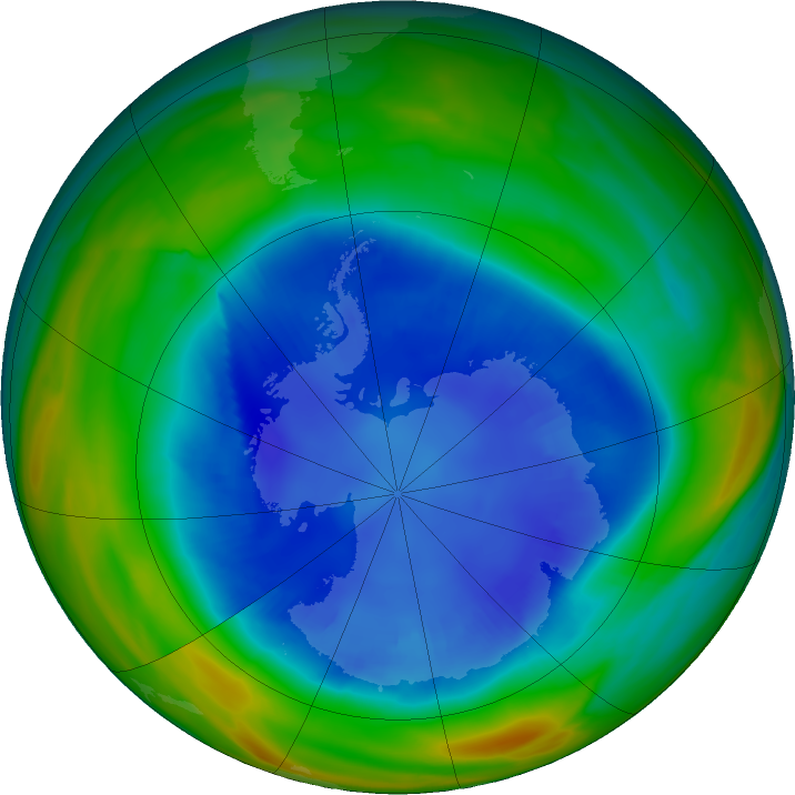 Antarctic ozone map for 27 August 2018
